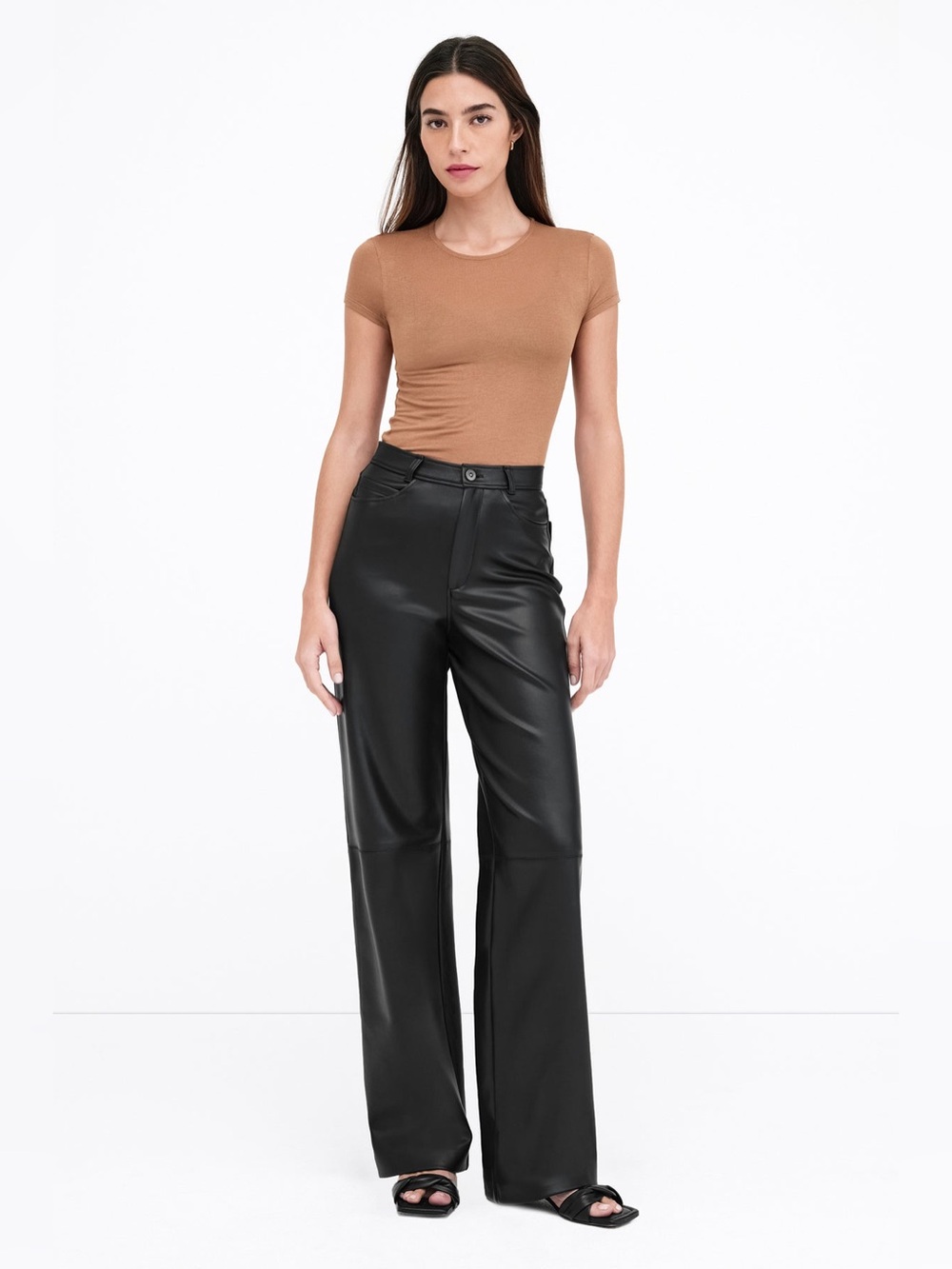 Marcella NYC Julien Vegan Leather Wide Leg Pants Black XXL